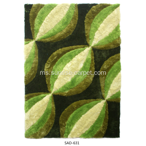 Poliester Silk Shaggy dengan Karpet Reka Bentuk 3D